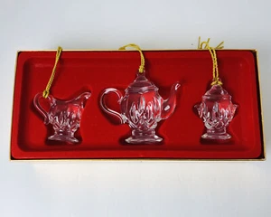 Gorham Lady Anne SET OF 3 Tea Set Ornaments Full Lead Crystal SKU#6195622 - Picture 1 of 8