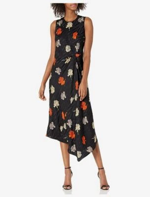 Vestido Theory Drapeado Tuck 100% Seda Clavel Midi Floral Talla 0 Nuevo con Etiquetas Venta al por menor $495 Foto 1 de 4