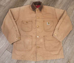 Carhartt 60LC Chore Coat Jacke Brown Duck Canvas Herren 42 gesteppt rot gefüttert USA - Bild 1 von 14