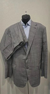 Brioni Italy Recent Ab to Condott 灰色格子单乳房 2 按钮套装 48 L — 第 1/4 张图片