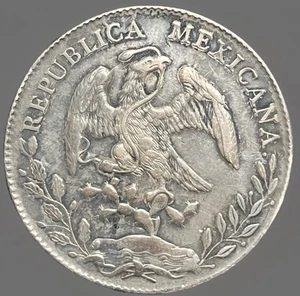 Make Offer! 1896 Mexico Zs FZ - Zacatecas Mint 8 Reales. Silver. Toning. - Picture 1 of 2