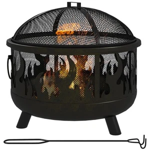 Outsunny 61.5cm 2-In-1 Outdoor Fire Pit & Firewood BBQ Garden Cooker Heater - Picture 1 of 11