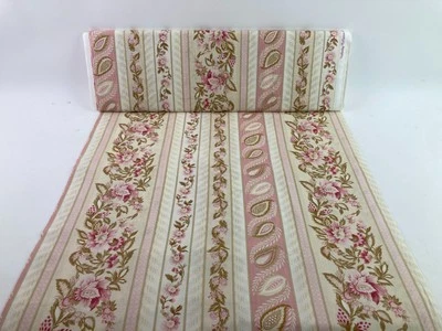 Wellesley Collection papel de parede floral rosa e bronzeado listra tecido paisley BTY - Imagem 1 de 4