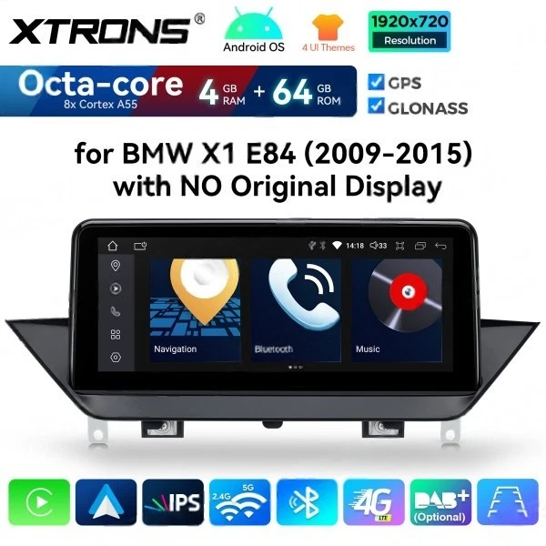 XTRONS QDB10X1UN Autoradio GPS BMW X1 E84 Android 14 WIFI 4G Carplay Auto Idrive