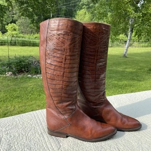 Vtg Bandolino By ILGA Pebble Leather Riding Boots Sz 8 Made In Italy - Picture 1 of 22