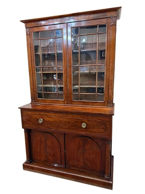 Antique English Large Mahogany Secretaire Bookcase - Image 1 of 4