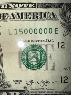 $1 MILLIONS NOTE WITH 6 TRAILING 0’S 6 IN A ROW 6 OF A KIND FANCY SERIAL NUMBER - Image 1 of 3