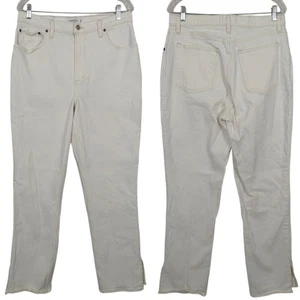 Abercrombie & Fitch Women's White Jeans Sz 14 The Straight Curve Love Slit Hem - Picture 1 of 15