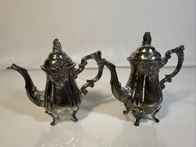 Серебряные солонки и перечницы в форме чайника на тяжелых ножках винтажные Godinger 2-Appr-3,5 дюйма - Изображение 1 из 4