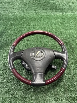 Genuine 2002 2003 Lexus ES300 Black Leather Wood Steering Wheel Assembly OEM - Image 1 of 4