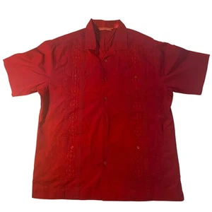 Havanera Co rotes kubanisches Hemd im Guayabera-Stil - Größe Large 4 Taschen - Bild 1 von 9