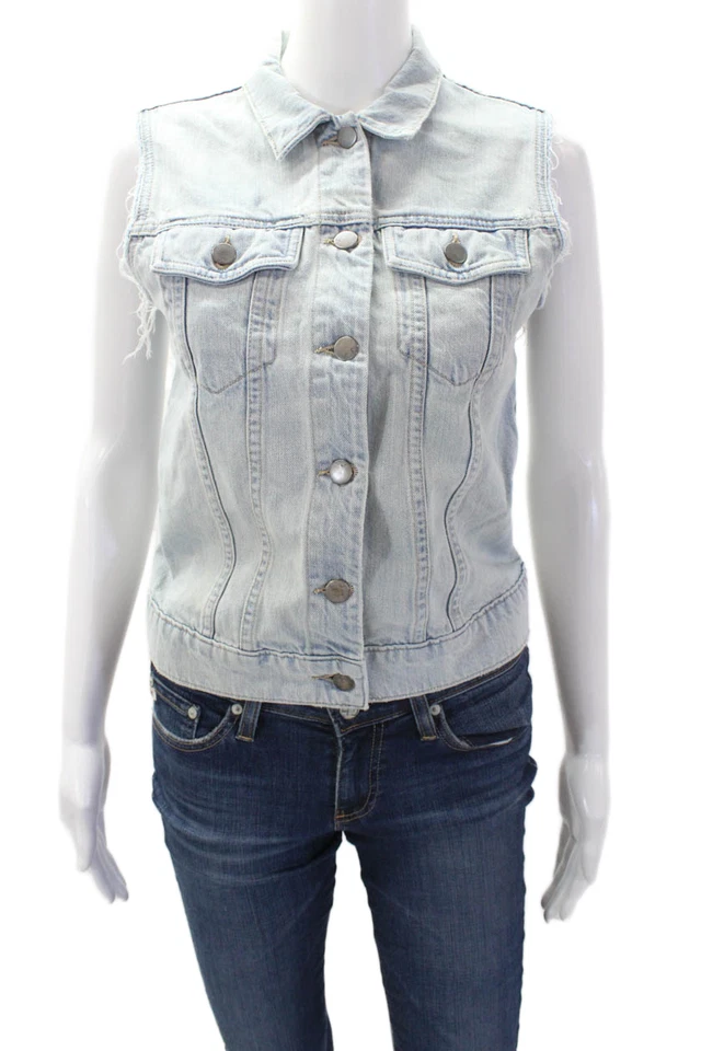 J Brand Womens Cotton Light Wash Button Front Denim Vest Jacket Blue Size XS - Image 1 of 4