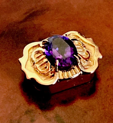 14K AMETHYST SLIDE BRACELET CHARM BY OLD VICTORIA 2.7 GR. - Image 1 of 4
