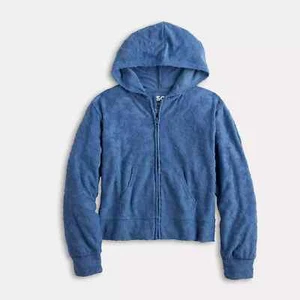 Girls SO Towel Terry Zip Hoodie in Regular Size L (10-12) - Picture 1 of 9