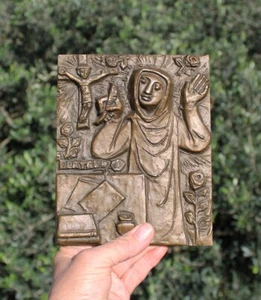 Germany, St Gertrud, Benedictine nun, bronze 195x165mm, E. Weinert - Picture 1 of 3