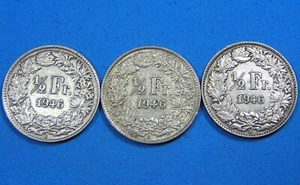 Switzerland 1/2 Franc Silver Coin 1946 (1 coin per purchase), Combined Shipping - Foto 1 di 2