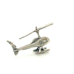 Vintage Signed 800 Sterling Italian Carved Helicopter Figure Display Miniature - Picture 1 of 8
