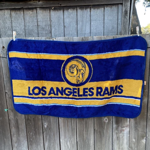 Vintage SAN MARCOS NFL Los Angles Rams Stadium blanket blue/yellow size 60”x36” Cover