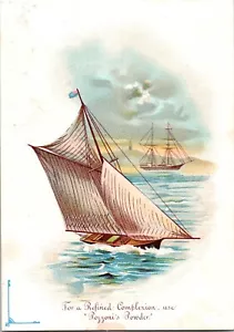 Victorian Trade Card J.A. um 1800 Pozzoni's Teintpulver - Segelboot - Bild 1 von 2
