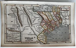 Texas state 1853 Ensign charming miniature hand color map - Picture 1 of 4
