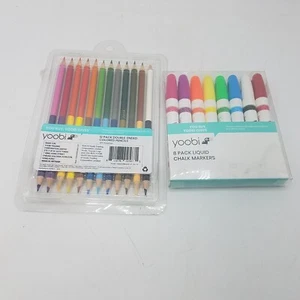 Yoobi Double-Ended Colored Pencils / Liquid Chalk Markers School Home Office - Picture 1 of 2