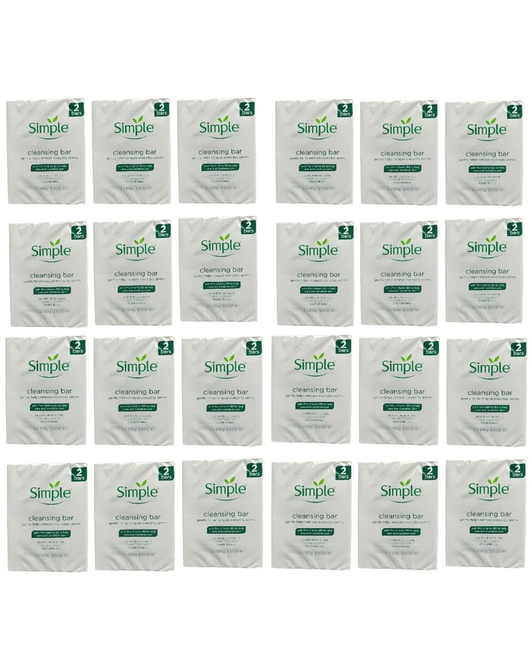 24 Simple Cleansing Soap Bar With Pro-Vitamin B5 Twin Pack 100g (48 Soaps) - Image 1 of 4