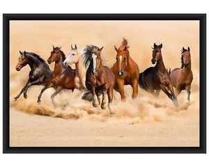 Pintura enmarcada Vastu multicolor de siete caballos corriendo (tamaño: 13 x 19 pulgadas) - Imagen 1 de 3