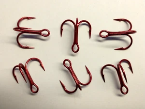 (25) VMC SHORT-SHANK 1X TREBLE HOOKS (SIZE 6) TIN-RED (9651TR) BULK 9651 - Picture 1 of 3