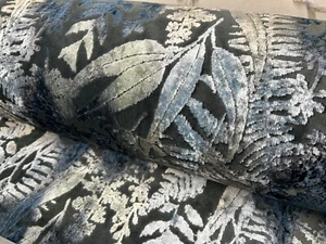 FLORAL TROPICAL VELVET UPHOLSTERY FABRIC DESIGNER MATERIAL 140CM WIDE grey - Picture 1 of 8