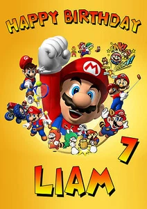 PERSONALISIERTE SUPER MARIO GRUSSKARTE GEBURTSTAG JEDER ANLASS - Bild 1 von 1