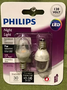 Philips 462977 7W Equivalent LED Soft White C7 Nightlight 2 Pack - Picture 1 of 7