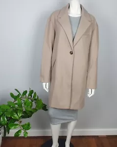 City Chic Plus Size 18 Beige Long Coat Jacket Single Button Collared Women NEW - Picture 1 of 13