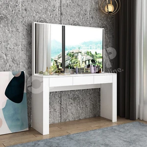 Dressing Table Vanity Makeup Bedroom with Big Mirror Dresser Modern Wooden White - Picture 1 of 12