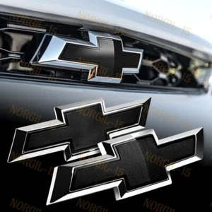 For 2014-2018 Chevy Chevrolet Impala Front Grille +Rear Bowtie Emblem Set Black - Picture 1 of 1