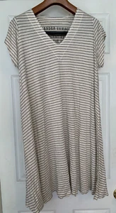 ALEXANDER YAMAGUCHI STRIPED COTTON WIDE DRESS SIZE L NWOT - Picture 1 of 5