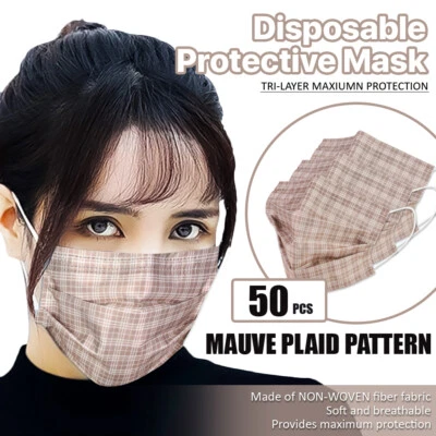DPT MOTORSPORTS [50 Pcs] 3-Ply Stylish Disposable Face Masks Non-Medical Surgical Earloop Cover