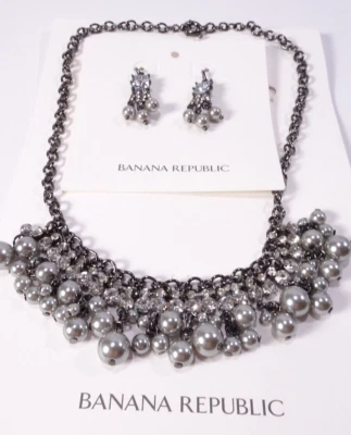 Banana Republic Mujer Plata Bola Cristal Festivo Collar Pendientes Nuevo con Etiquetas 90 Foto 1 de 4
