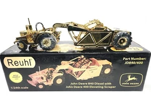 John Deere 840 Diesel with 400 Scraper - Gold Reuhl 1:24 Scale Model #JD840/400G - Picture 1 of 11