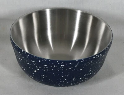 RARO! JUEGO DESCONTINUADO DE 4 ACERO INOXIDABLE RECUBIERTO DE GRANITO AZUL 24 OZ. CUENCOS NUEVOS Foto 1 de 4