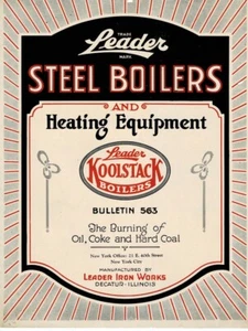 RARE 1927 LEADER IRON WORKS Catalog No. 563 STEEL BOILERS AND HEATING EQUIPMENT - Foto 1 di 4