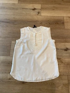 J CREW TOP Shirt Womens SILK Sz 4 Small Style Ruffled Ivory White - Picture 1 of 3