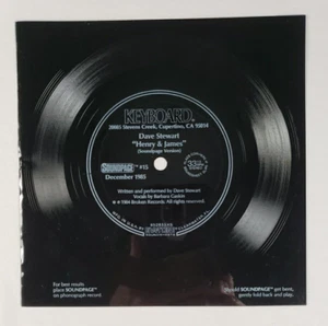 Dave Stewart - Henry & James Soundsheet #15 Keyboard Magazine December 1985 - Picture 1 of 8