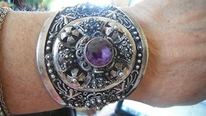 rare vintage STERLING silver hinged cuff bracelet,Bethlehem,Middle Eastern - Picture 1 of 6