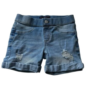Vanilla Star Girls Size 8 Denim Distressed Cuffed Shorts - Picture 1 of 7