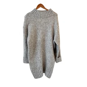 Suéter túnica Express cuello falso para mujer gris medio suéter acogedor tejido palangre - Imagen 1 de 10