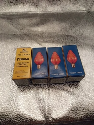 Bulbrite 15F10A 15W Fiesta Style Chandelier Bulb, Candelabra Base, Amber X (4) - Image 1 of 2