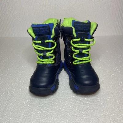Toddler Baby Boy Carter's Blue & Neon Green Snow Boots | Size 5 - Image 1 of 4