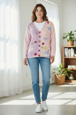 Cárdigan bailarina vintage de punto Storybook para mujer grande rosa púrpura Foto 1 de 4
