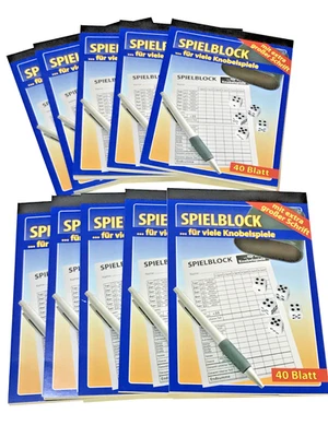 10 x Spielblock Würfelspiel Knobel Block große Schrift alle Blöcke = 400 Seiten - Bild 1 von 3