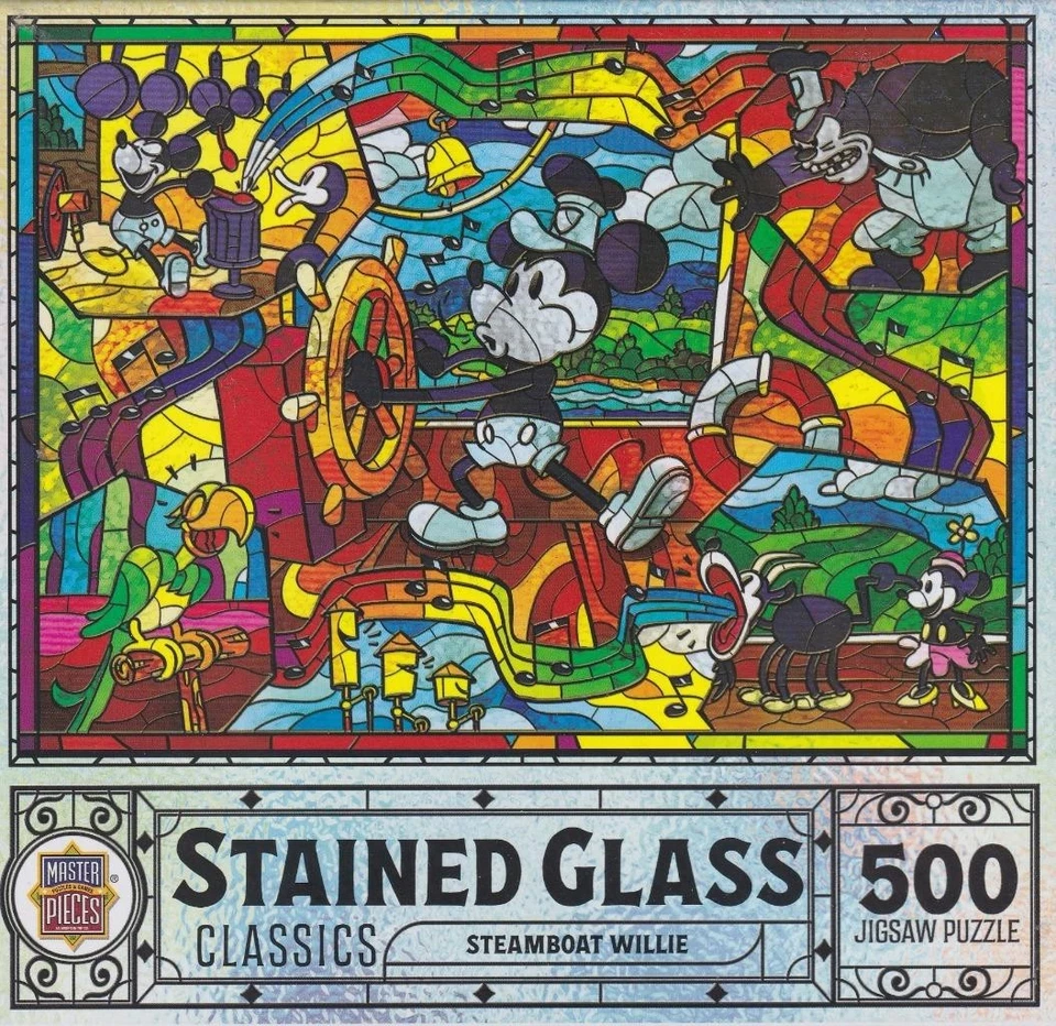 MasterPieces Stained Glass Classics Jigsaw Puzzle Steamboat Willie NIB - Image 1 of 1